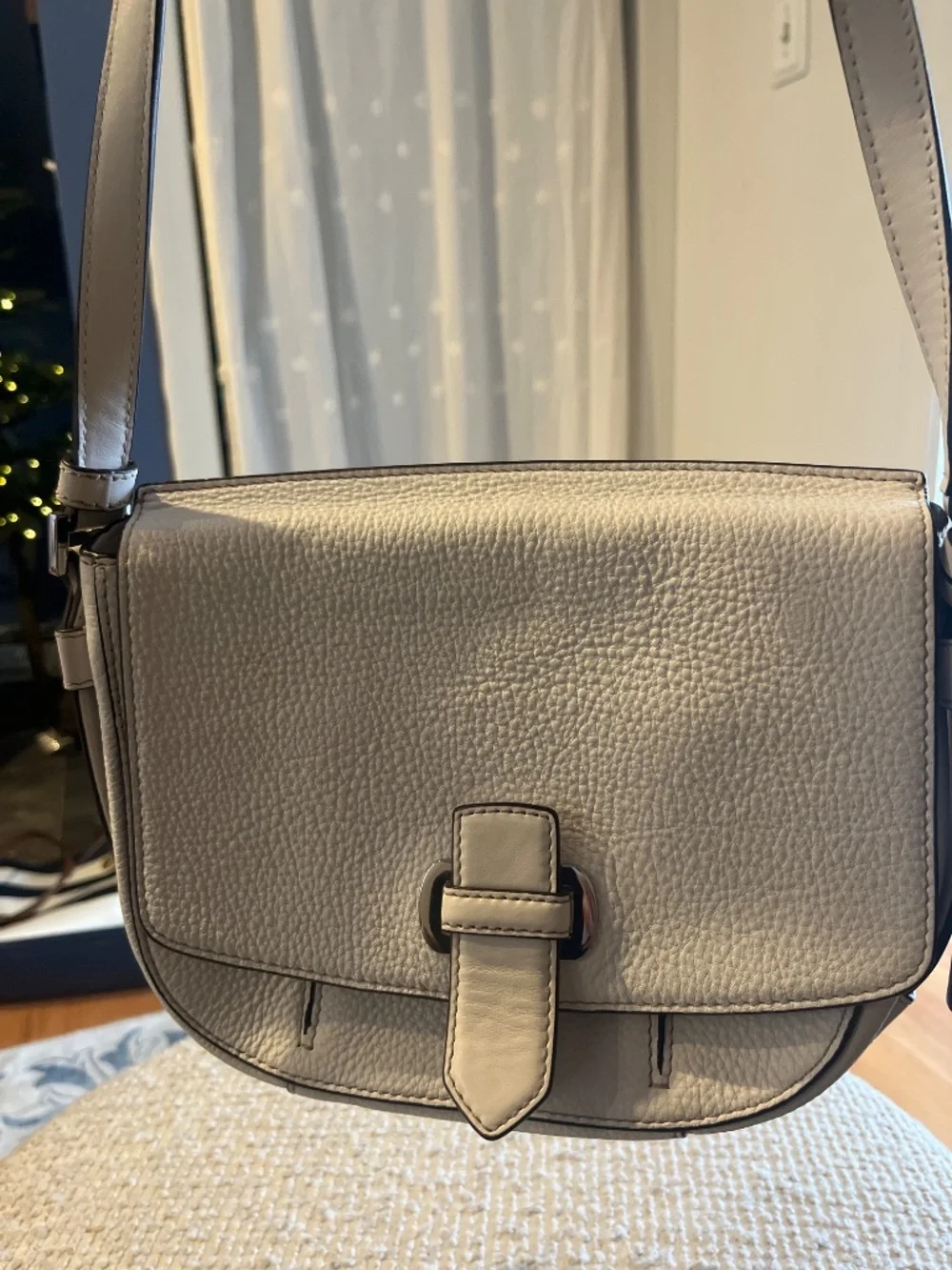 Michael Kors White Pebbled Leather Crossbody Bag